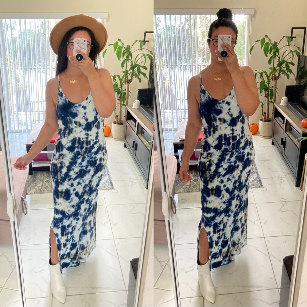 Navy Blue Tie Dye Maxi Dress